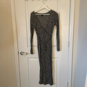 Grey Knit Long Sleeve Dress